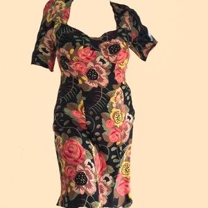 Anthropologie (Tracy Reese) floral print dress with sweetheart neckline. Sz 10.